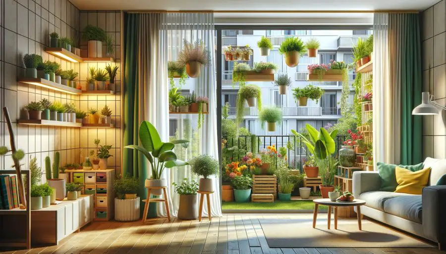 Apartment Gardening showing a balcony and indoor plants