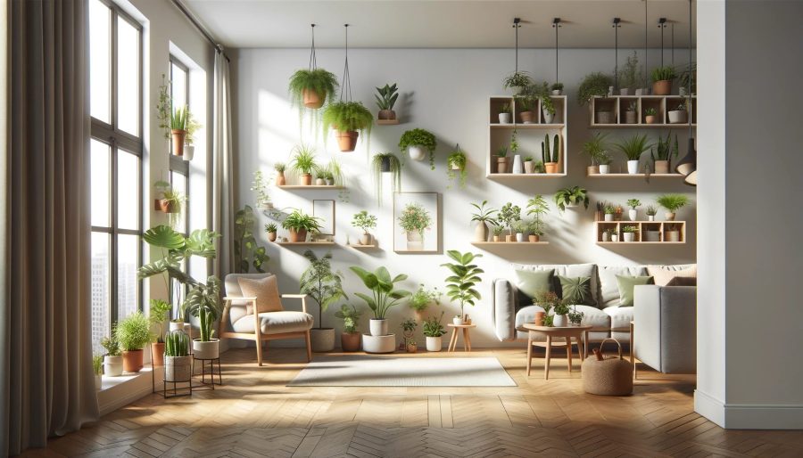 how to display plants in living room