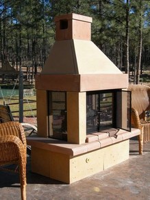 Patio Heaters - Mirage Stone Outdoor Open Gas Fireplace (Copper/Tan)