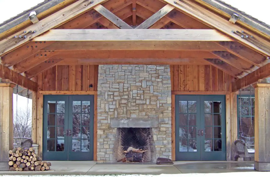 Wall-Mounted Outdoor Fireplace